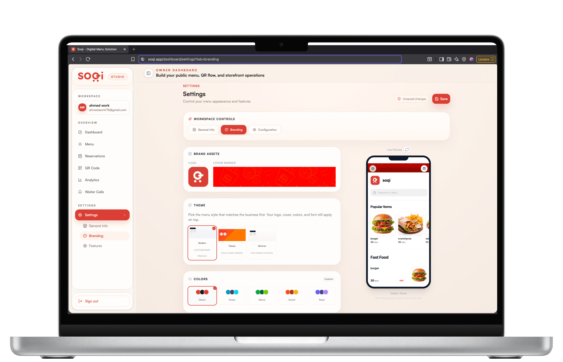Dashboard main interface